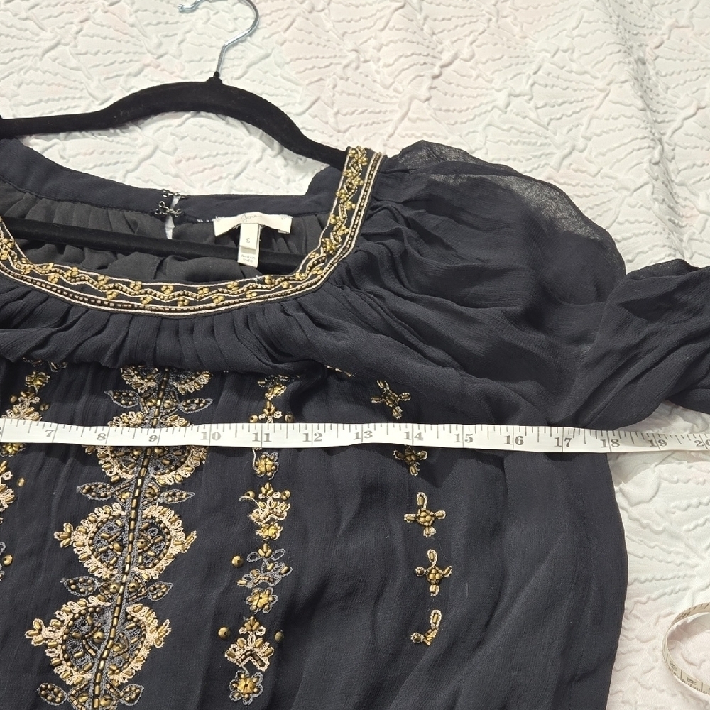 STUNNING Joie "Berline" Black Beaded Embellished Chiffon Dress - Picture 8 of 15